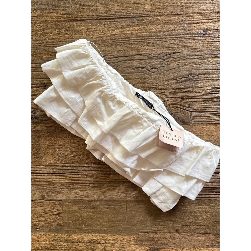Zara Ruffled Bandeau Cropped Top NWT